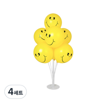 파티쇼 풍선꽂이장식세트70cm 인쇄, 스마일옐로우, 4세트