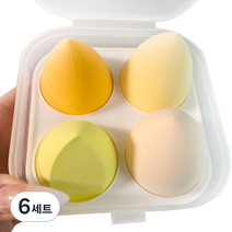 케이뷰티시티 물방울 똥퍼프 4p + 보관 케이스 세트, 망고치즈, 6세트
