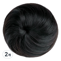만두머리 부분가발, 2개, 블랙
