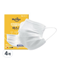 마이데이즈 MB필터 레인보우 일회용 컬러 덴탈 마스크 중형 M, 30개입, 4개, 퓨어 화이트