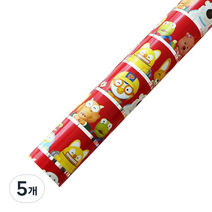 뽀로로 증착롤 포장지 소 26.5cm x 12m, 레드, 5개
