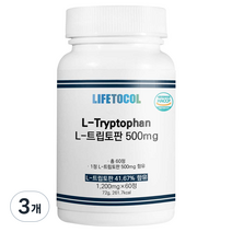 라이프토콜 L 트립토판 500mg 60정, 72g, 3개