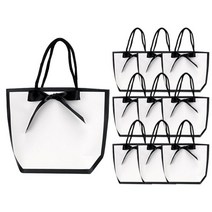 인디케이 블랙 포인트 리본 쇼핑백 10p, 화이트, 1세트