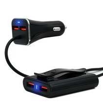 에이스피드 차량용 고속충전기 4구 USB 연장형, 블랙, B55