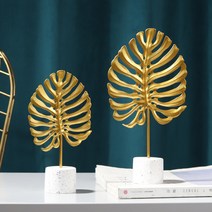 데코트리 유니크 골드 인테리어 장식품 몬스테라 2종 세트, Gold