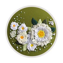 DIY 프랑스 자수 꽃 초보자용 도안 20cm, 데이지, 1세트