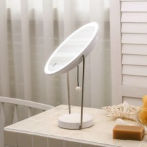 코비 미즈미러 LED 메이크업 무드 탁상 거울 원형, 화이트
