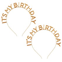 조이파티 메탈릭 생일머리띠, 골드, 2개