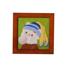 아트세상 양모펠트 명화 패러디 액자 만들기 DIY 패키지, 1세트, 진주 귀걸이 돼지