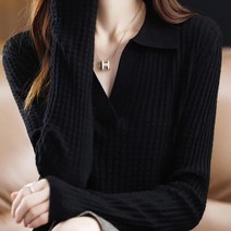 여성용 MA 브이넥 소프트 미시 니트 티셔츠