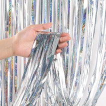 셀레네 레이저 반짝 레인 커튼 1 x 2m 2p, 실버, 1개