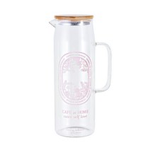 달팽이리빙 퀴진드마망 레터링 디자인 내열유리 물병, 1300ml, 핑크