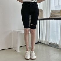 세컨그라운드 여성용 빈티지 트임 5부 팬츠