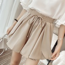 마더브띠 여성용 포켓 플리츠 A라인 밴딩 반바지