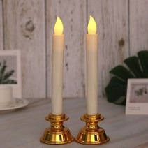 레오빈스 LED 건전지 양초 캔들 티라이트 전자초 2p + 홀더 2p 세트, 아이보리