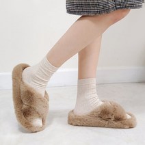 여성용 소프트 크로스 털 슬리퍼