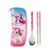 르번 알쏭달쏭 캐치티니핑 진공 스푼 + 젓가락 + 수저집 세트, 혼합색상