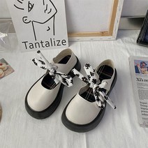 러블리 꽃패턴 리본매듭 키높이 편한 메리제인 단화
