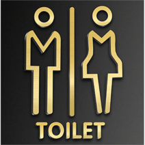 카페 화장실 도어사인 남여공용 표지판 02 골드, 1개, TOILET