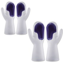 OON 수세미 일체형 실리콘 고무장갑, 보라, 2세트