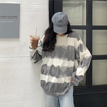 임산부 날염 그라데이션 매치 투컬러 긴팔티