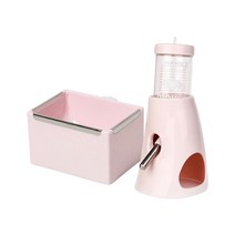 카르노코리아 파스텔 은신처 급수기 먹이통 세트, 핑크, 1세트