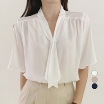 무드인더 여성용 타이 반팔 블라우스