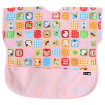 플리에 배색 방수 반팔 턱받이, 1개, 44 핑크키티