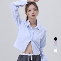[블루크롭셔츠] 플랜데이 여성용 깔끔핏 치즈 노멀 크롭 셔츠 남방 cm6