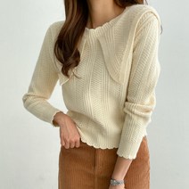피핀 여성용 물결 카라넥 니트 109493