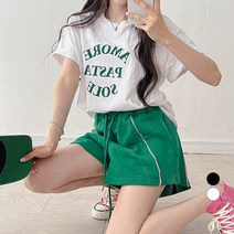 밀키버터 여성용 아모르 레터링 반팔 티셔츠