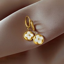 디아더컬러 써지컬스틸 화이트 포인트 드롭 꽃 펜던트 귀걸이 DW_213