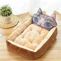 다루미 강아지 닮은꼴 쿠션침대, 브라운 3D 고양이