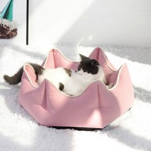 펫츠러브 반려동물 4계절 크라운 마약 쿠션 분리형 방석, 슈가핑크