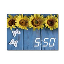 홈마인 LED 시계 캔버스 프린팅 액자 해바라기 A3, 03