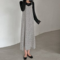 여성용 레오파드 레이어드 원피스 38047