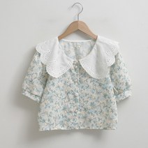 여성용 플라워 레이스 빅카라 블라우스 o49205