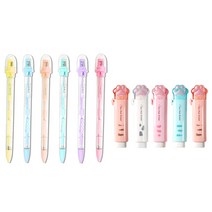 소프트 샤프너 펜슬 6종 + 냥이 슬라이드 지우개 5p 세트, 랜덤발송(지우개), 1세트