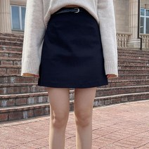 여성용 마벨 벨트 코튼 스커트 세트