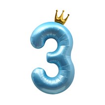 이자벨홈 생일파티 왕관 숫자 풍선 3 초대형, 블루, 1개