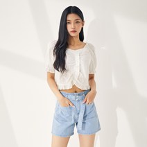 미쏘 아일렛 프릴 크롭 블라우스