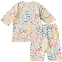 아동용 퓨코 래인보우 애니멀 7부 내의 상하의 세트