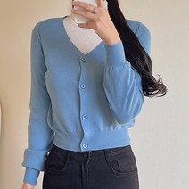 라미르 여성용 컬러 골지 브이넥 슬림 가디건