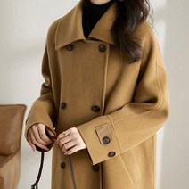 여성용 뷰베 더블 모직 하프 코트