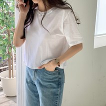 여성용 린다샵 투르퍼 데일리 컬러 크롭 반팔 티셔츠 T9200K23