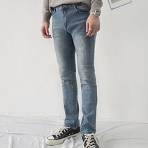 제타21 남성용 캐주얼 구제 포인트 워싱 데님 팬츠