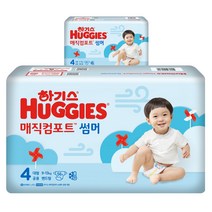 2023 하기스 매직컴포트썸머 대형 4단계 밴드형 남여공용(9~13kg), 2팩