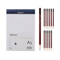 시그니처 리갈패드 A5 5p + 유니볼 연필 HB 12p, 화이트(리갈패드), 1세트
