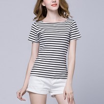 데이소이 여성용 스트라이프 반팔 티셔츠