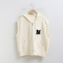 피핀 후드 알파벳 니트 조끼 110251